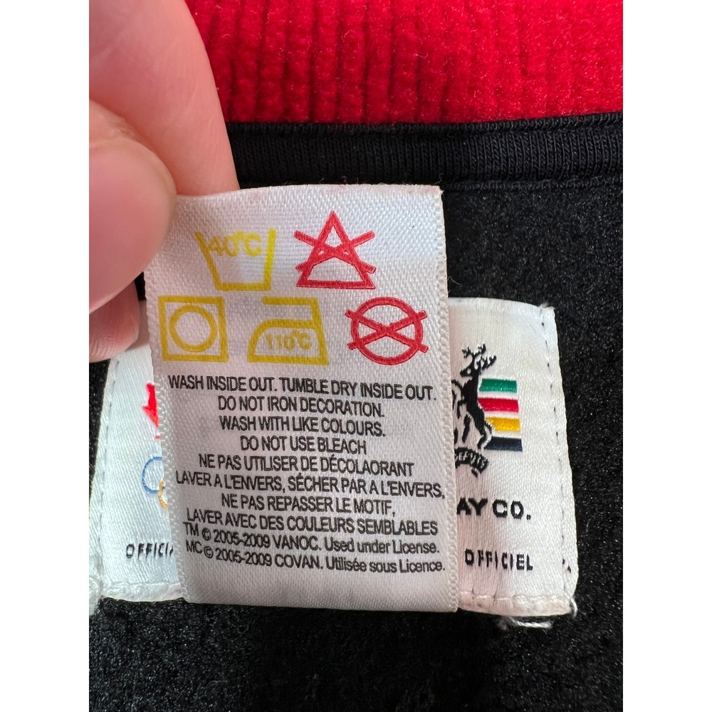 Hudson's Bay Co Canada Black‎ Red 1/4 Zip Olympic Fleece Sweater Womens M - Picture 3 of 7